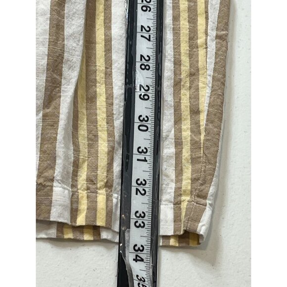 Mlle Gabrielle Plus 2X Cropped Pants Yellow White Striped High Rise Cotton - Picture 11 of 14